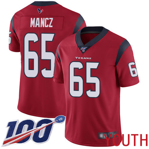Houston Texans Limited Red Youth Greg Mancz Alternate Jersey NFL Football #65 100th Season Vapor Untouchable->women nfl jersey->Women Jersey
